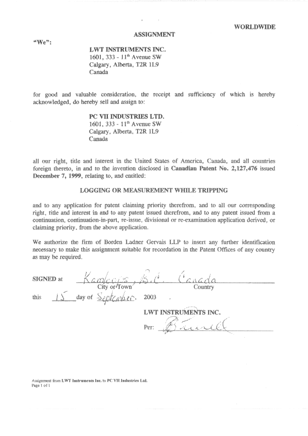 Document de brevet canadien 2127476. Cession 20031027. Image 3 de 3