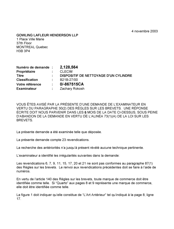 Document de brevet canadien 2128564. Poursuite-Amendment 20031104. Image 1 de 2