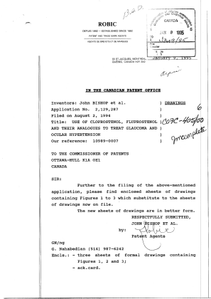 Canadian Patent Document 2129287. Correspondence 19941209. Image 1 of 4