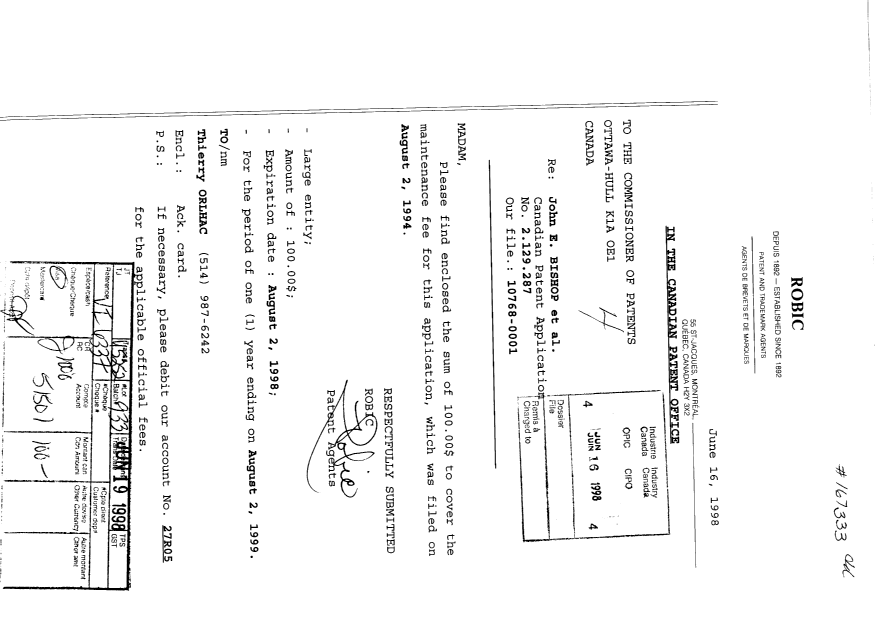 Document de brevet canadien 2129287. Taxes 19971216. Image 1 de 1