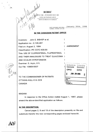 Canadian Patent Document 2129287. Prosecution-Amendment 19971230. Image 1 of 22