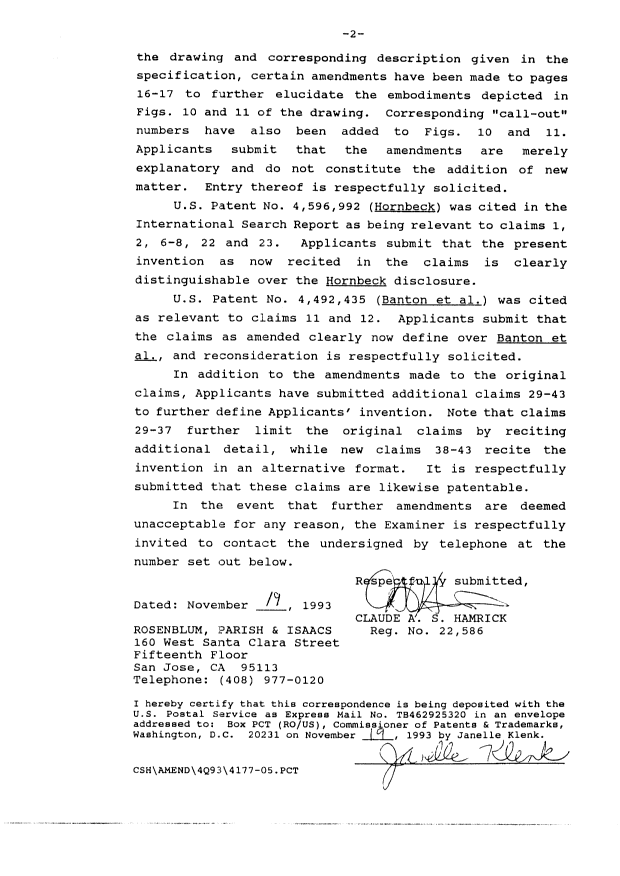 Canadian Patent Document 2133335. Correspondence 19940929. Image 2 of 26