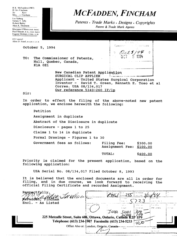 Document de brevet canadien 2133687. Cession 19941005. Image 1 de 12