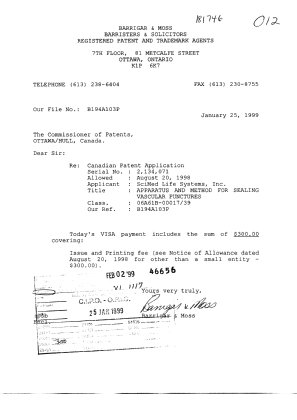 Canadian Patent Document 2134071. Correspondence 19990125. Image 1 of 1
