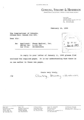 Canadian Patent Document 2135706. Prosecution Correspondence 19941114. Image 1 of 22