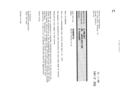 Canadian Patent Document 2138447. Correspondence 19951215. Image 1 of 1