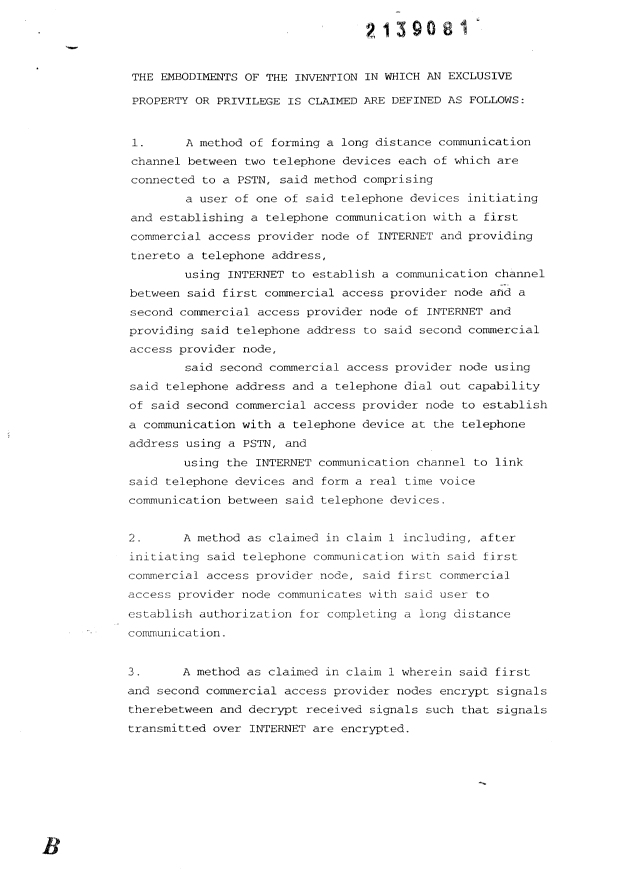 Document de brevet canadien 2139081. Revendications 19980225. Image 1 de 6