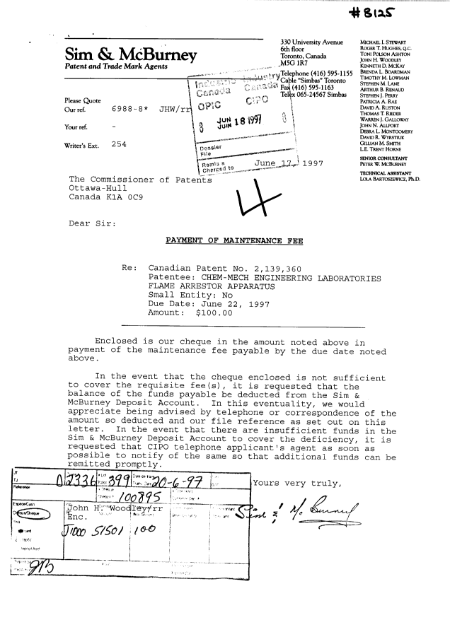 Document de brevet canadien 2139360. Taxes 19970618. Image 1 de 1