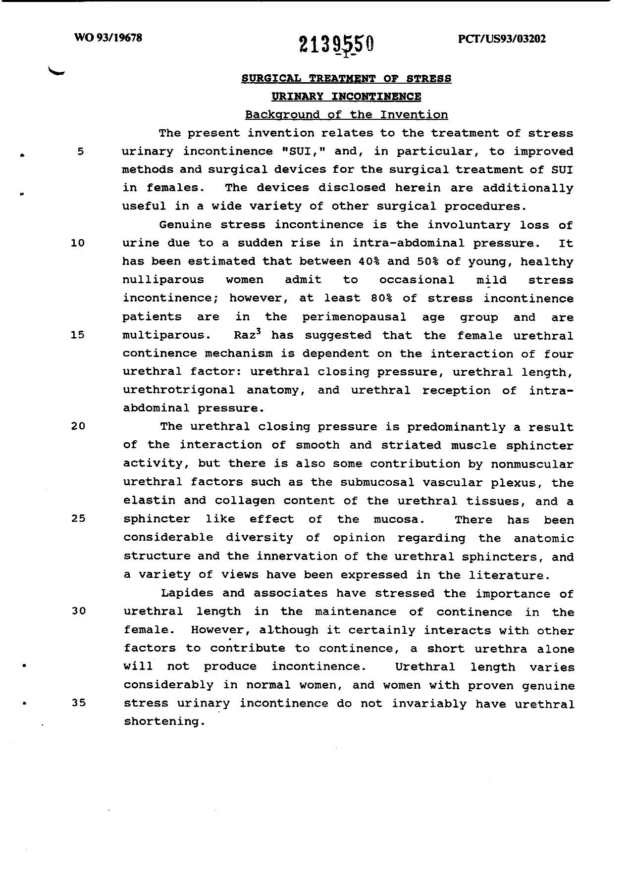 Canadian Patent Document 2139550. Description 19931014. Image 1 of 72