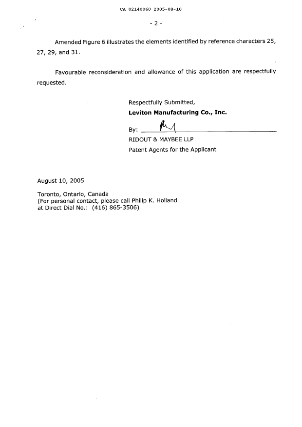Canadian Patent Document 2140060. Prosecution-Amendment 20050810. Image 2 of 4