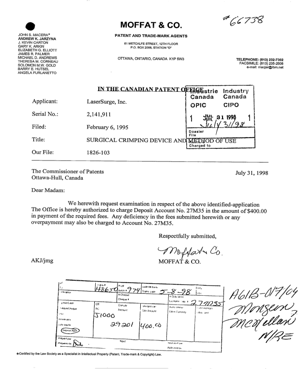 Document de brevet canadien 2141911. Poursuite-Amendment 19971231. Image 1 de 1