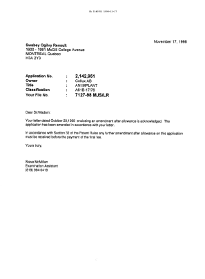 Canadian Patent Document 2142951. Correspondence 19971217. Image 1 of 1