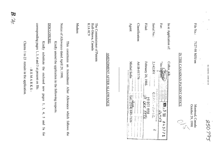 Canadian Patent Document 2142951. Prosecution-Amendment 19971229. Image 1 of 4