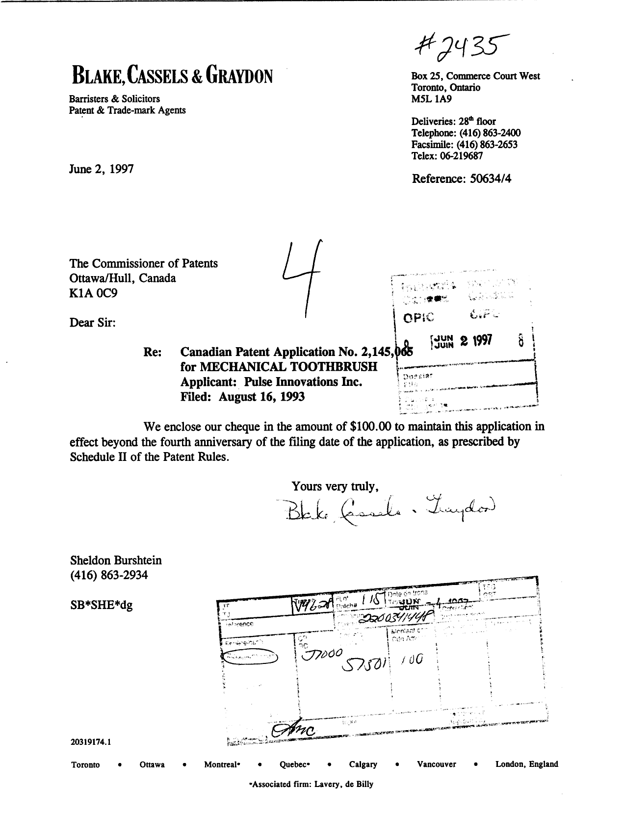 Document de brevet canadien 2145065. Taxes 19970602. Image 1 de 1