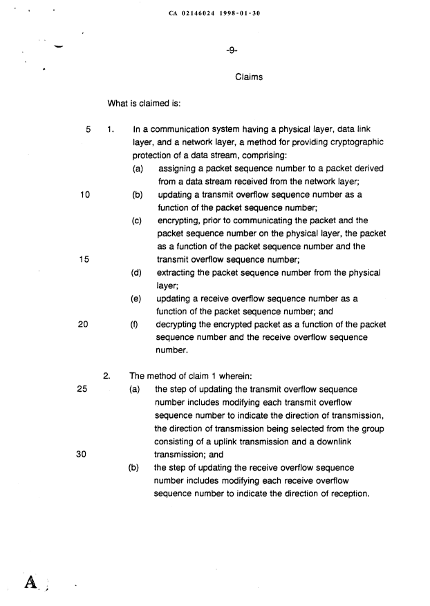 Document de brevet canadien 2146024. Revendications 19980130. Image 1 de 8