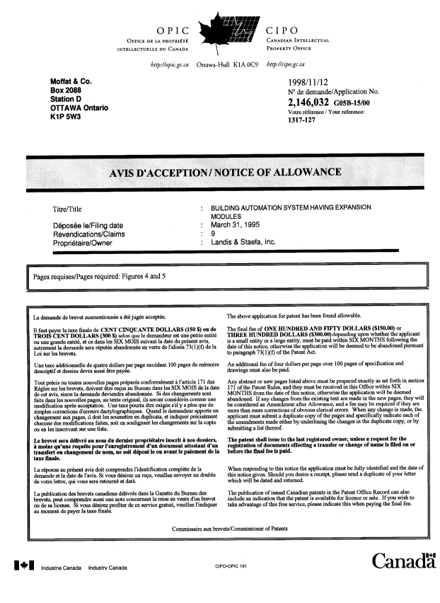 Canadian Patent Document 2146032. Correspondence 19981112. Image 1 of 1