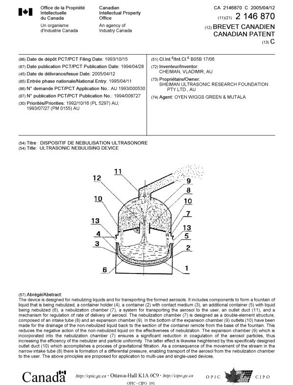 Document de brevet canadien 2146870. Page couverture 20050310. Image 1 de 1
