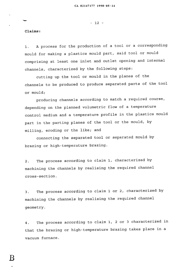 Document de brevet canadien 2147177. Revendications 19980514. Image 1 de 2