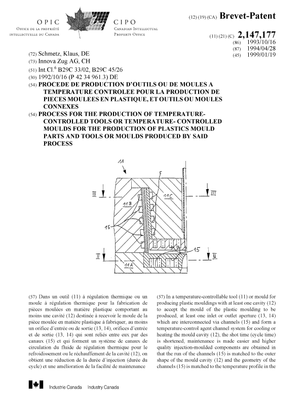 Document de brevet canadien 2147177. Page couverture 19990114. Image 1 de 2