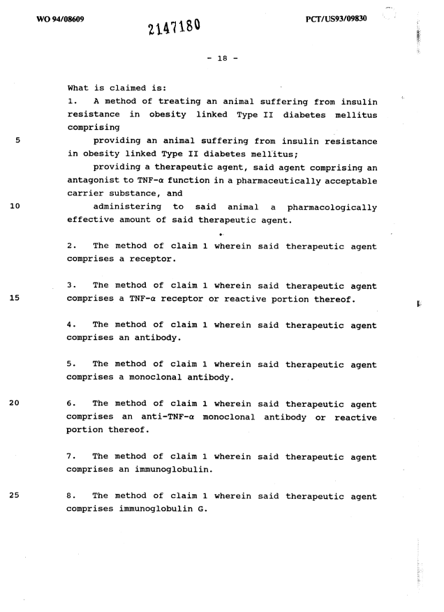 Document de brevet canadien 2147180. Revendications 19940428. Image 1 de 2