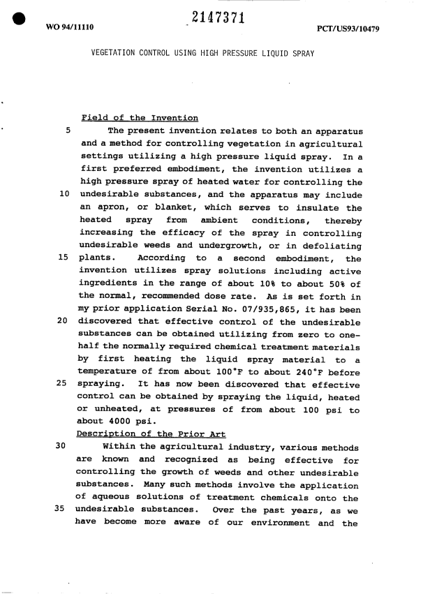 Canadian Patent Document 2147371. Description 19931226. Image 1 of 24