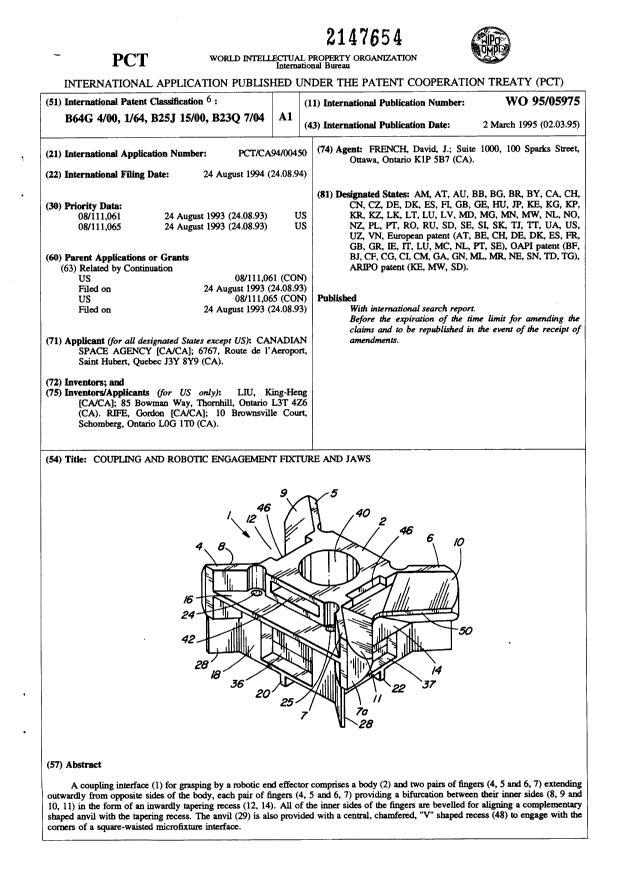 Document de brevet canadien 2147654. Abrégé 19941202. Image 1 de 1