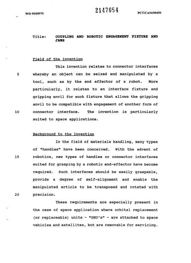 Document de brevet canadien 2147654. Description 19941202. Image 1 de 14