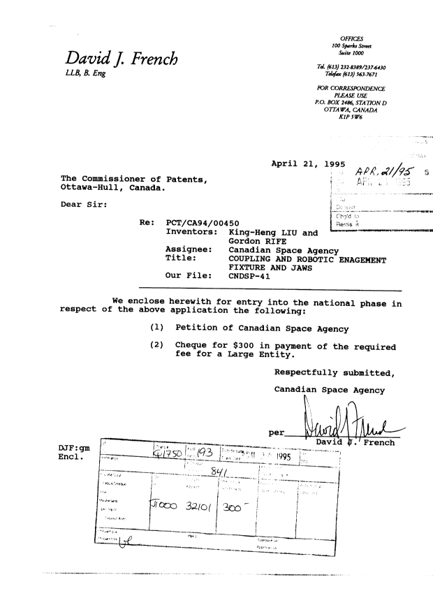 Document de brevet canadien 2147654. Cession 19950421. Image 1 de 16