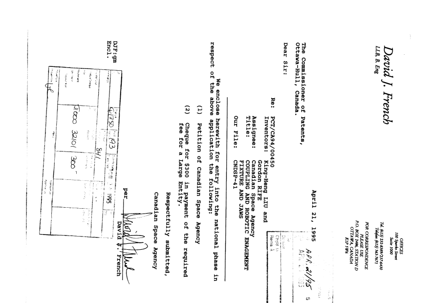 Document de brevet canadien 2147654. Cession 19950421. Image 1 de 16