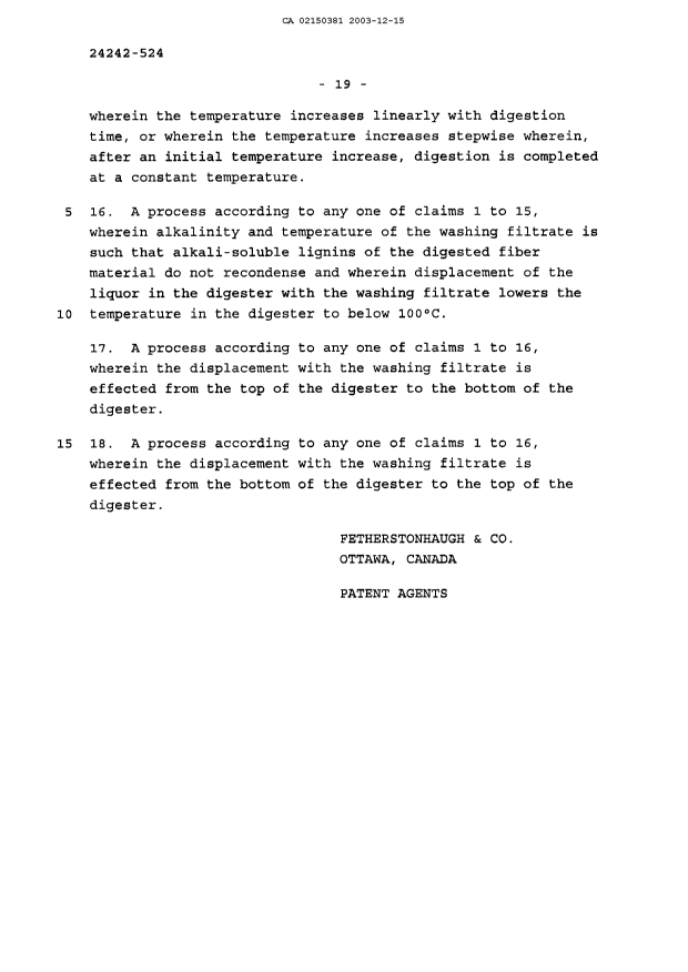 Canadian Patent Document 2150381. Prosecution-Amendment 20031215. Image 12 of 12