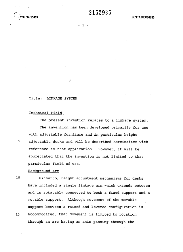 Document de brevet canadien 2152935. Description 19940721. Image 1 de 15