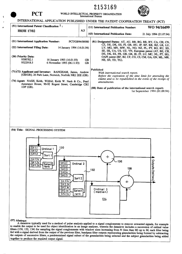 Canadian Patent Document 2153169. Abstract 19940721. Image 1 of 1