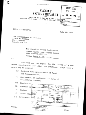Canadian Patent Document 2153643. Prosecution Correspondence 19950711. Image 1 of 6