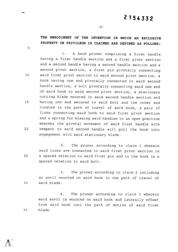 Document de brevet canadien 2154332. Revendications 19980708. Image 1 de 2