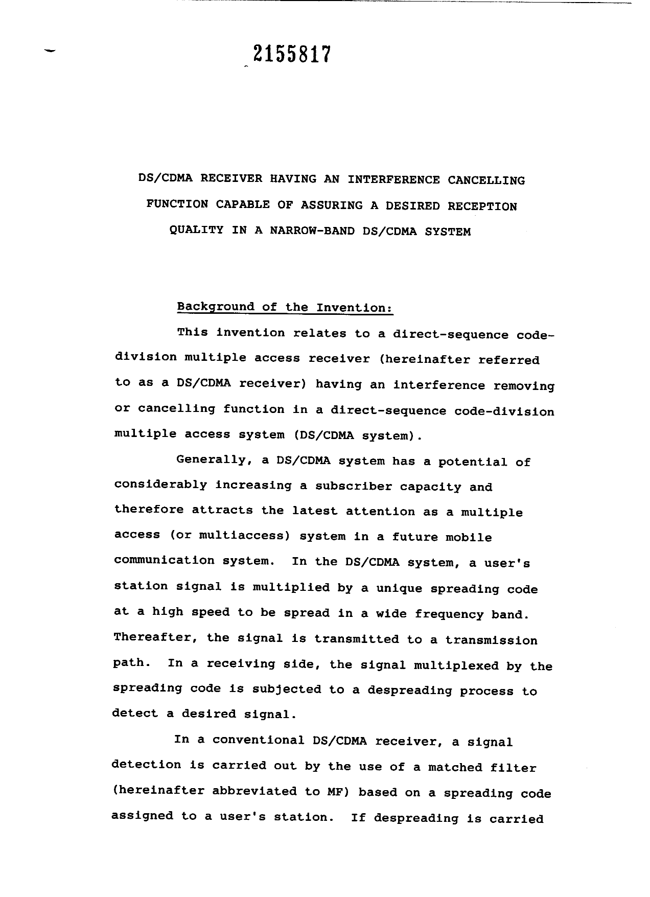 Document de brevet canadien 2155817. Description 19951212. Image 1 de 36