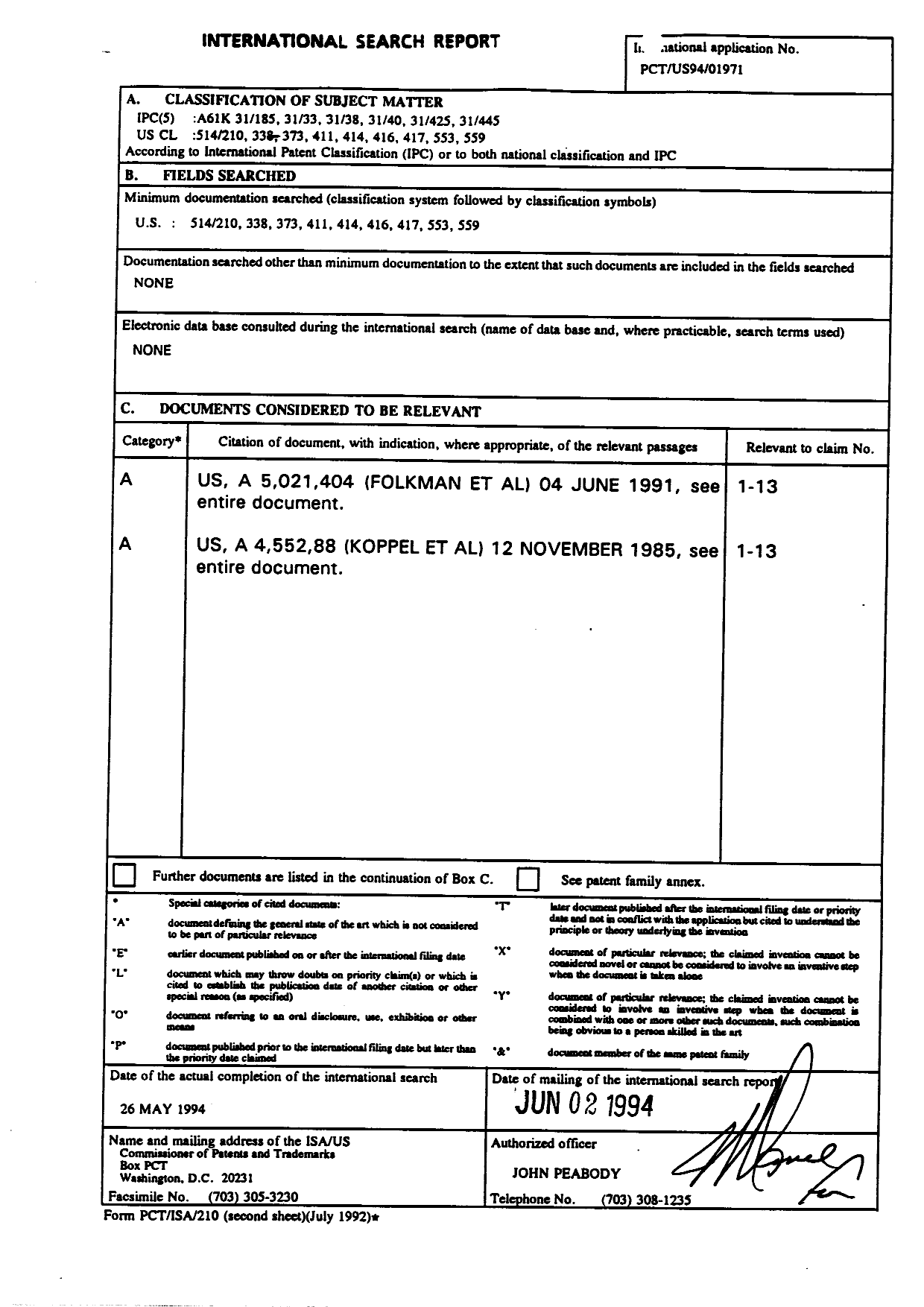 Canadian Patent Document 2157288. PCT 19950830. Image 1 of 23