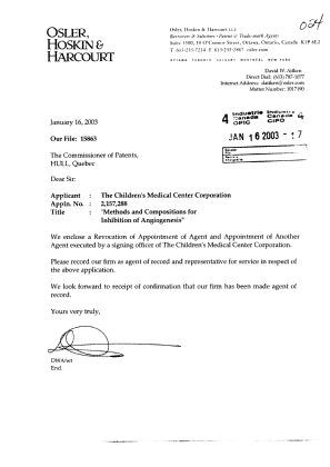 Canadian Patent Document 2157288. Correspondence 20030116. Image 1 of 2