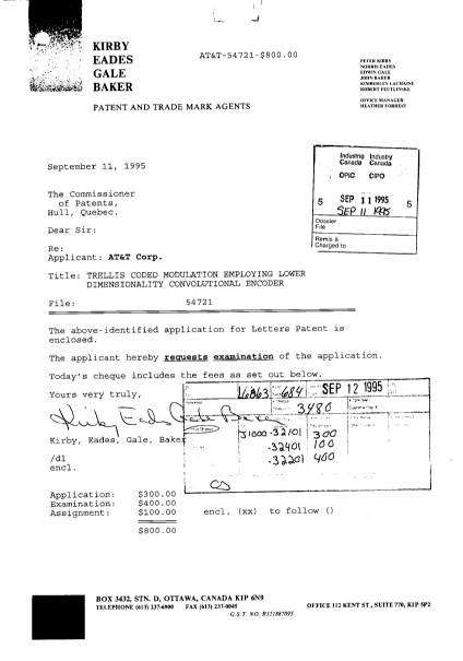 Document de brevet canadien 2157958. Cession 19950911. Image 1 de 8