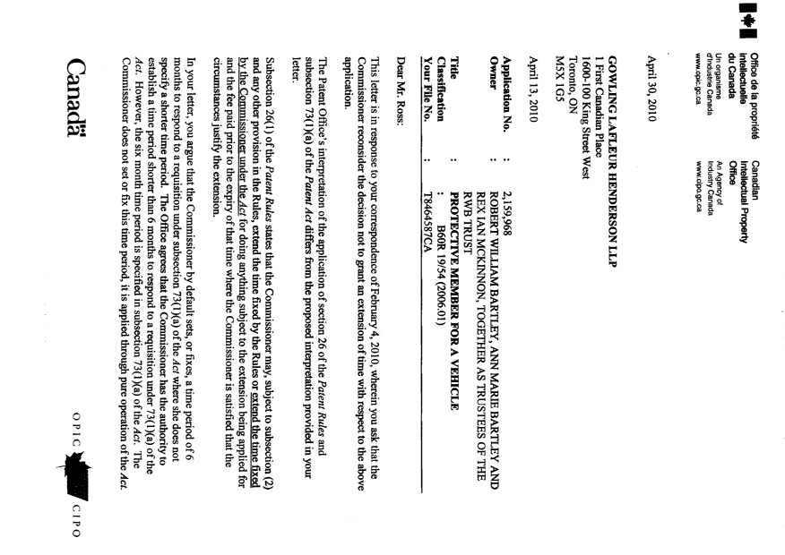 Canadian Patent Document 2159968. Correspondence 20100430. Image 1 of 2