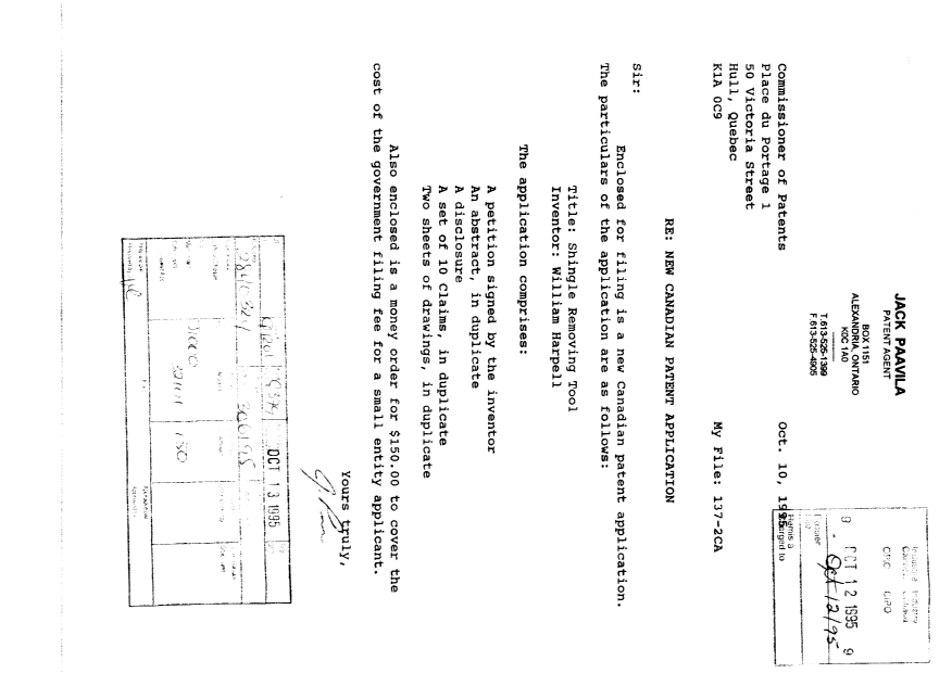 Canadian Patent Document 2160399. Assignment 19951012. Image 1 of 4