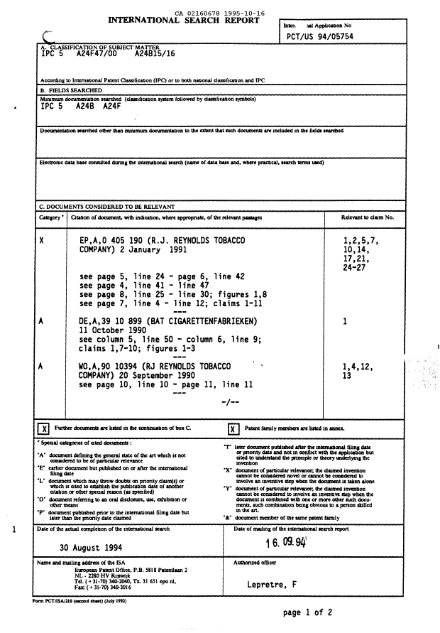 Canadian Patent Document 2160678. PCT 19951016. Image 1 of 13