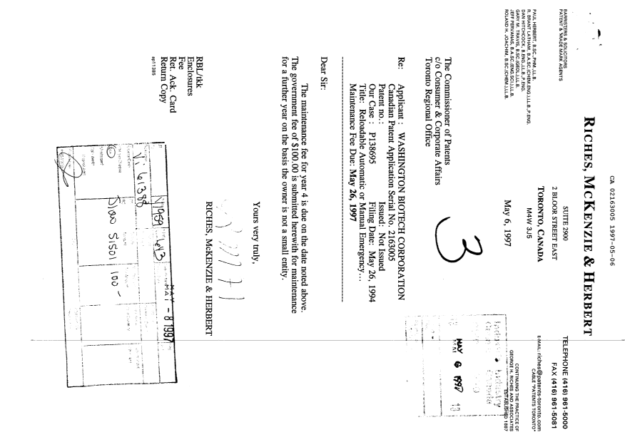 Document de brevet canadien 2163005. Taxes 19961206. Image 1 de 1