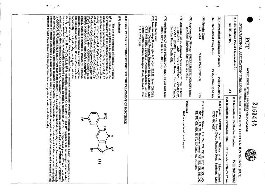 Canadian Patent Document 2163446. Abstract 19931222. Image 1 of 1