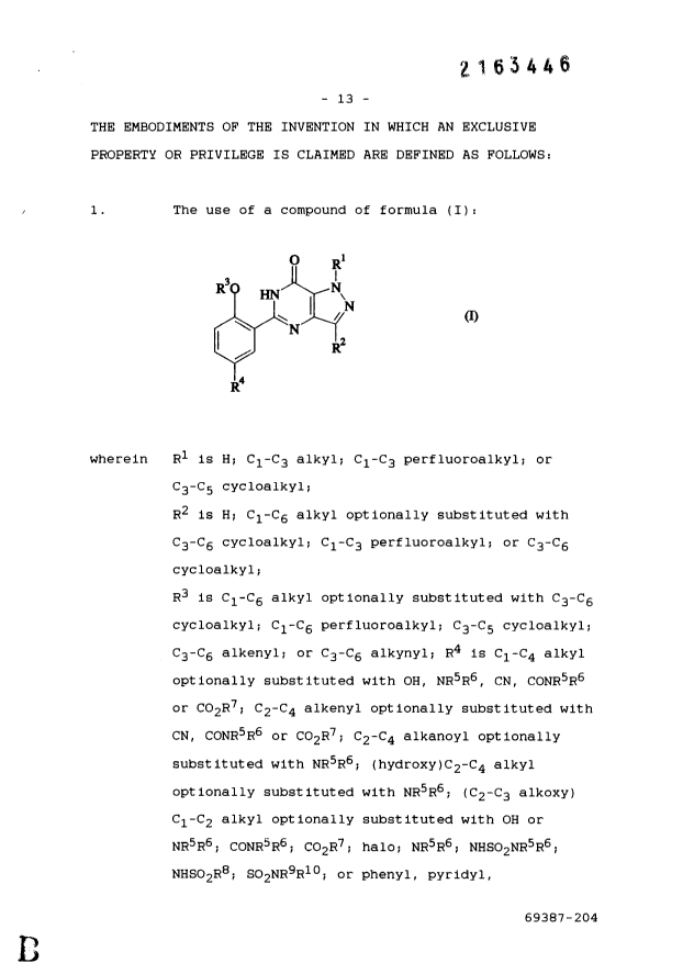 Document de brevet canadien 2163446. Revendications 19961210. Image 1 de 9