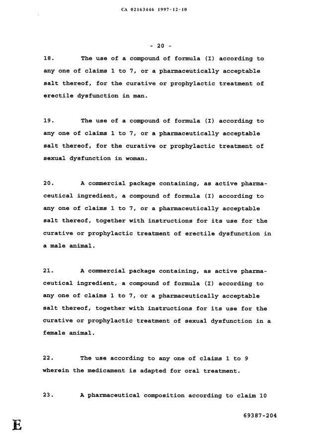 Document de brevet canadien 2163446. Revendications 19961210. Image 8 de 9