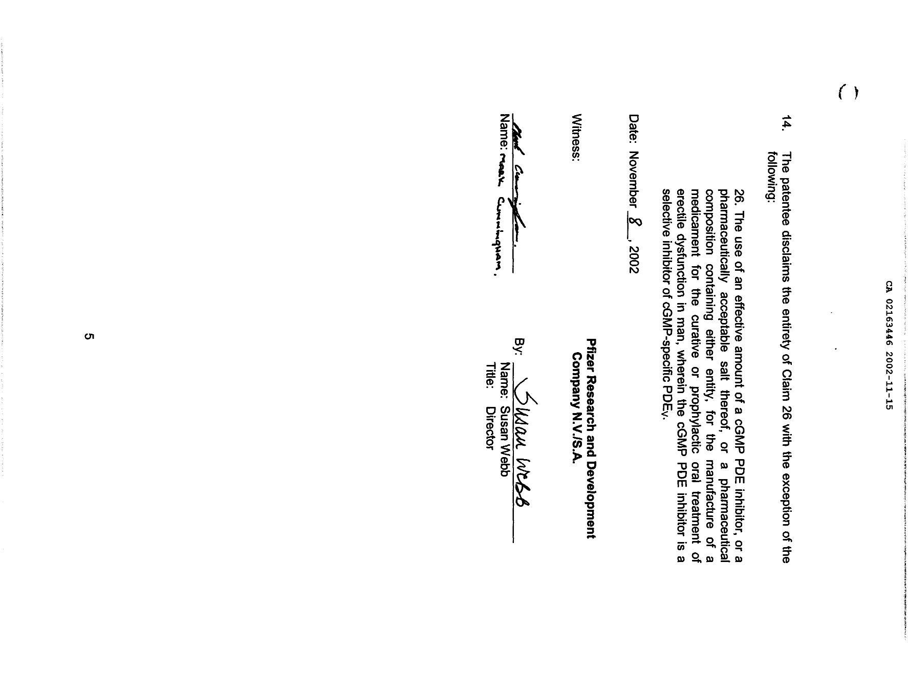 Canadian Patent Document 2163446. Correspondence 20011215. Image 8 of 8