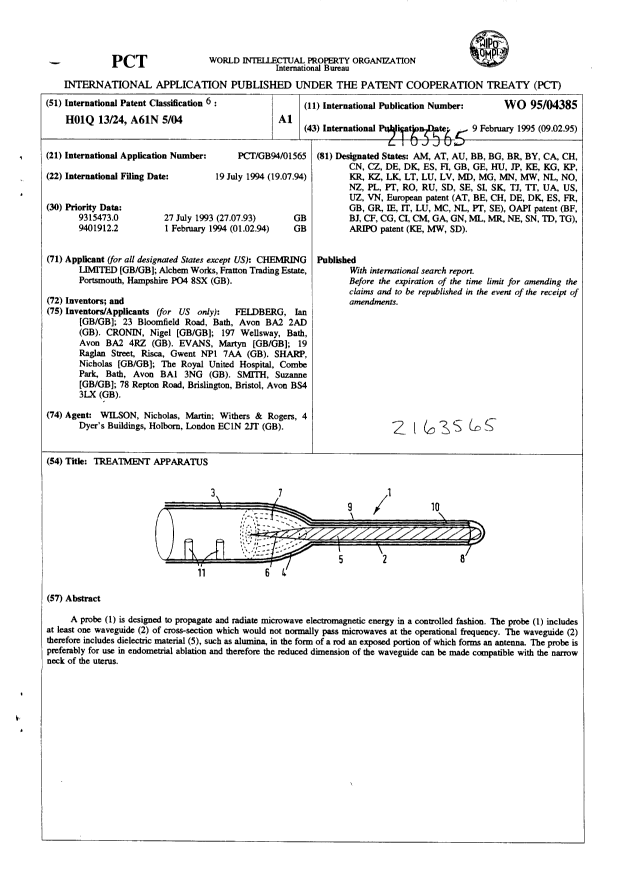 Canadian Patent Document 2163565. Abstract 19950209. Image 1 of 1