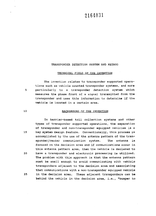 Document de brevet canadien 2164031. Description 19960424. Image 1 de 21