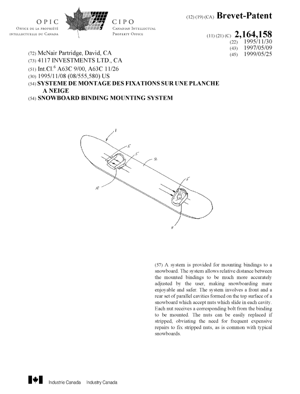 Canadian Patent Document 2164158. Cover Page 19990512. Image 1 of 1