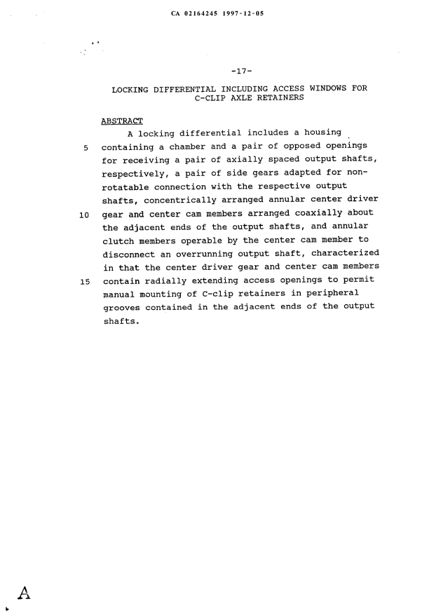 Document de brevet canadien 2164245. Abrégé 19971205. Image 1 de 1